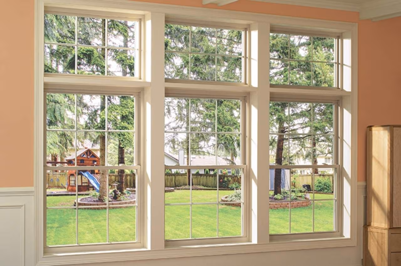 Double-hung window in modern Irving home